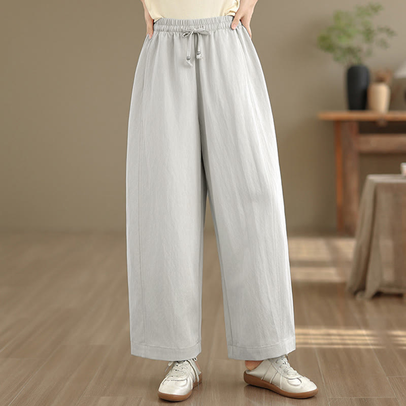 Nimara Ritual Summer Casual Drawstring Solid Cropped Pants Women's Wide Leg Pants With Pockets