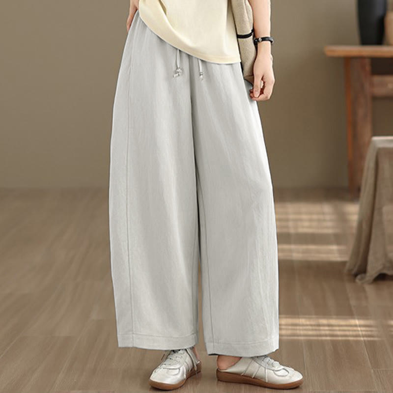 Nimara Ritual Summer Casual Drawstring Solid Cropped Pants Women's Wide Leg Pants With Pockets