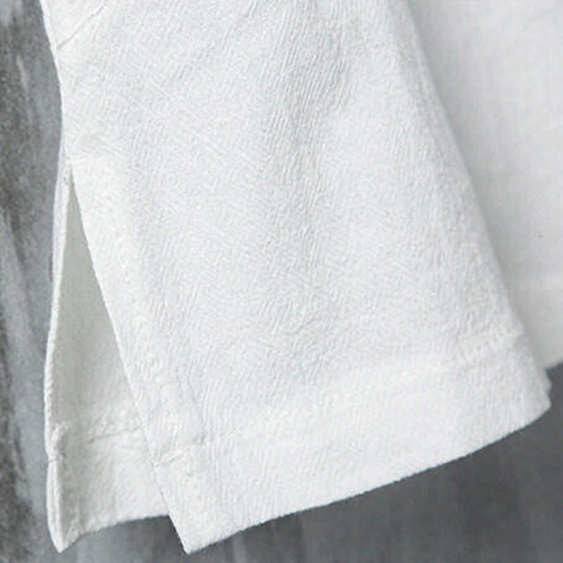 Nimara Ritual Summer Tang Style Casual Frog Button Bamboo Men's Short Sleeve Shirts