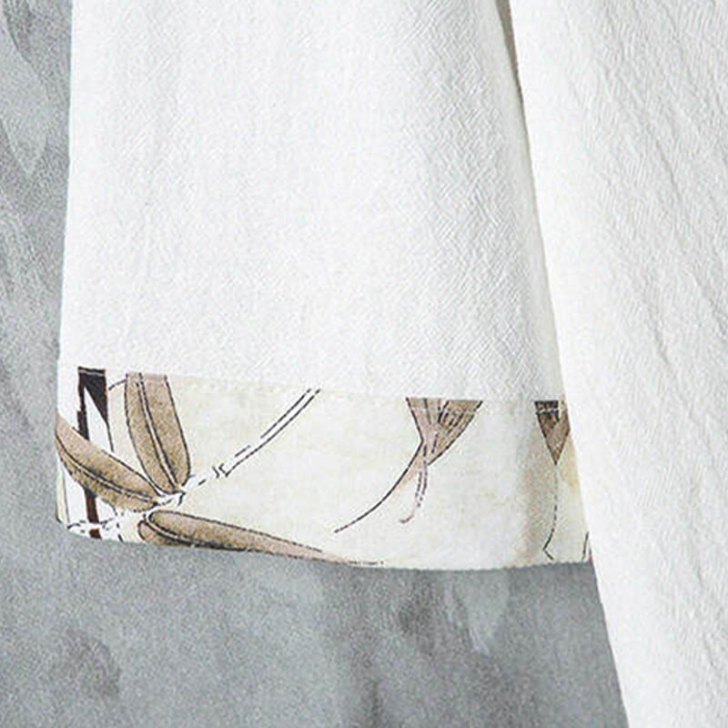Nimara Ritual Summer Tang Style Casual Frog Button Bamboo Men's Short Sleeve Shirts