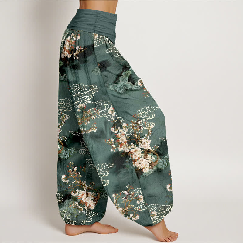 Nimara Ritual Pure Cotton Floral Cloud Pattern Women's Elastic Waist Harem Pants