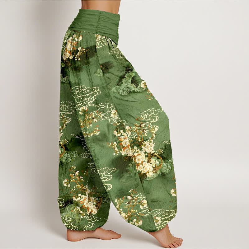 Nimara Ritual Pure Cotton Floral Cloud Pattern Women's Elastic Waist Harem Pants