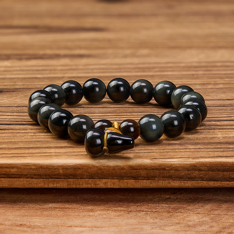 Nimara Ritual Rainbow Obsidian Gourd Protection Vintage Chinese Bracelet
