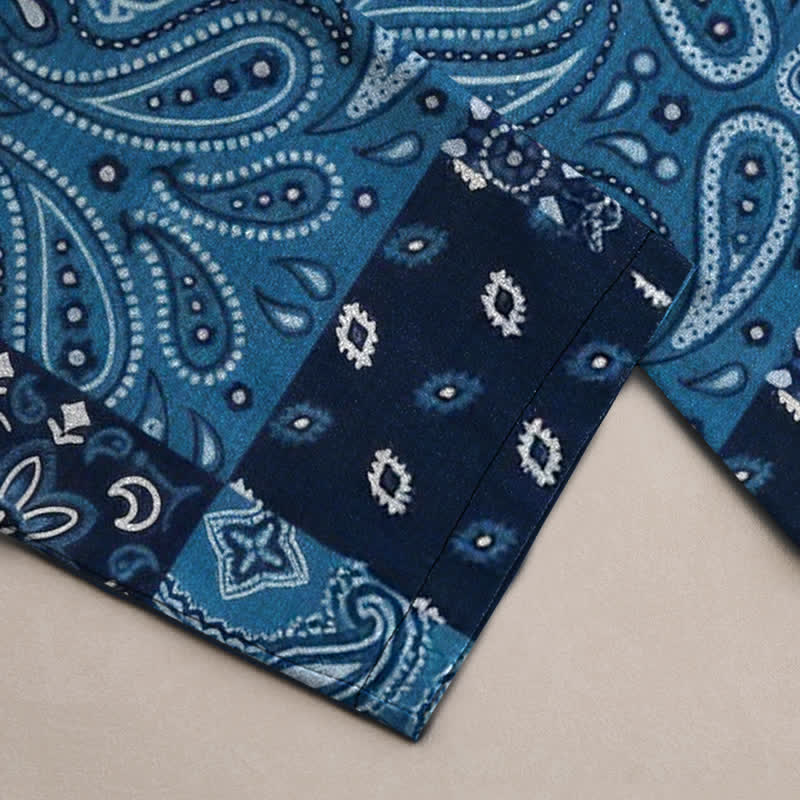 Nimara Ritual Cotton Splicing Paisley Pattern Men's Tapered Pants With Pockets