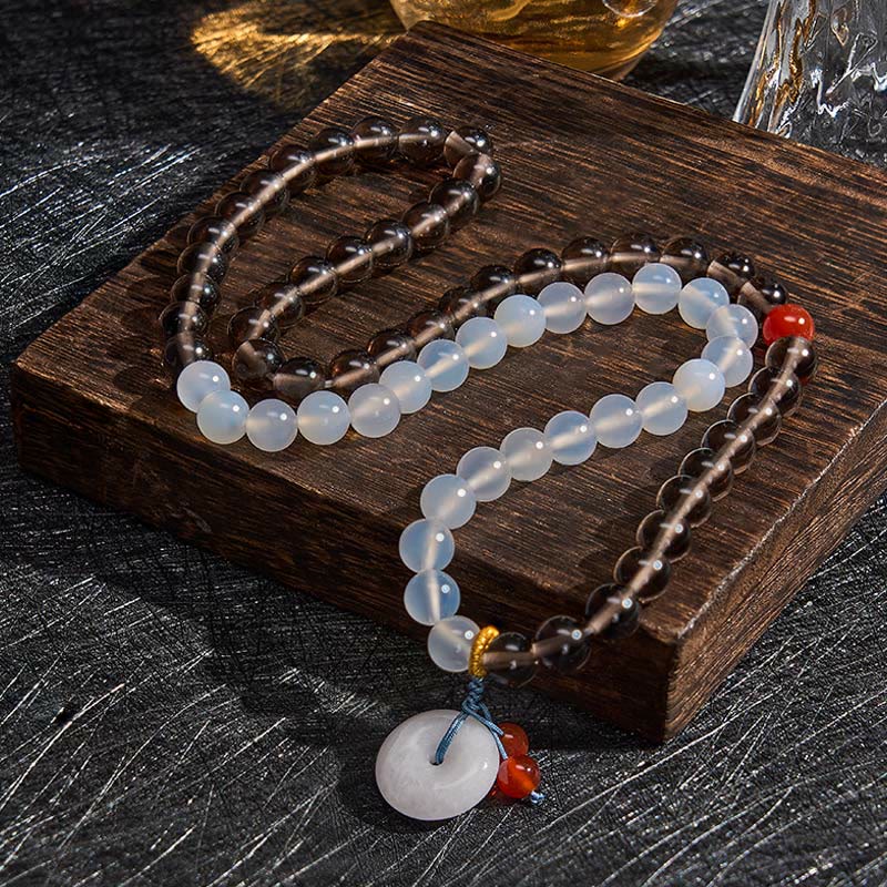 Nimara Ritual Ice Obsidian And White Chalcedony Peace Buckle Serenity Multi Wrap Bracelet