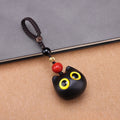 Nimara Ritual Ebony Wood Cute Cat Grounding Hand Carved Peace Keychains