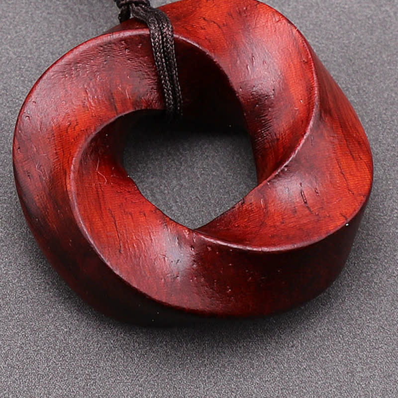 Nimara Ritual Red Sandalwood Infinite Knot Eternity Rope Pendant Necklace