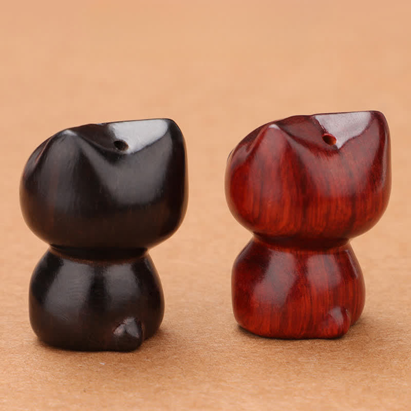 Nimara Ritual Ebony Wood Red Sandalwood Cute Cat Calm Necklace