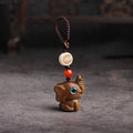 Soothing and Auspicious Green Sandalwood Elephant Braided Keychains