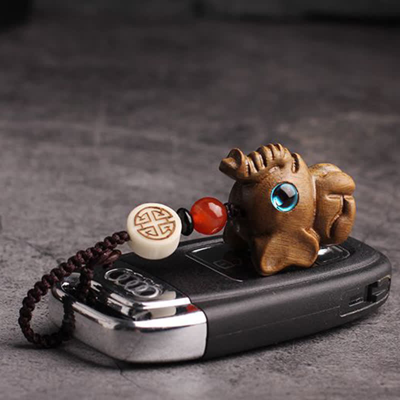 Soothing and Auspicious Green Sandalwood Elephant Braided Keychains