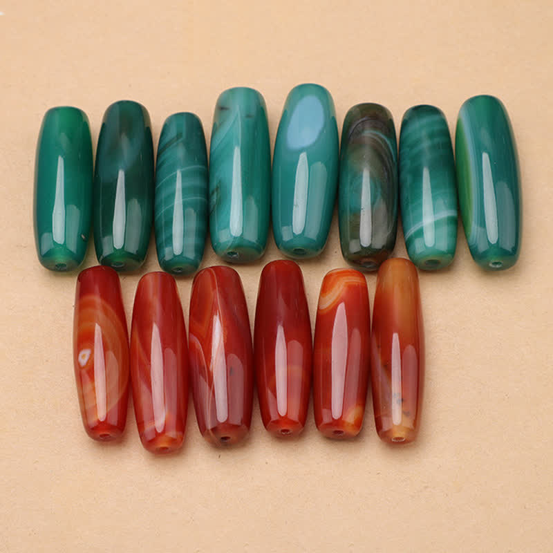 Support and Balance Green Agate Red Agate Braided Oval Pendant Necklace
