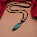 Support and Balance Green Agate Red Agate Braided Oval Pendant Necklace