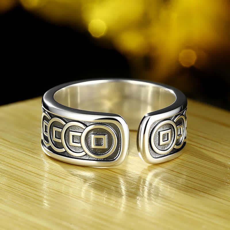 Nimara Ritual Tibetan Copper Plated With Silver Yellow Jambhala Protection Ring