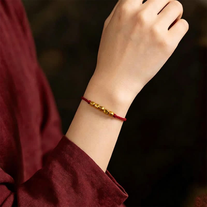 Nimara Ritual Hand-Woven Red String Twisted Beads Protection Braided Adjustable Bracelet
