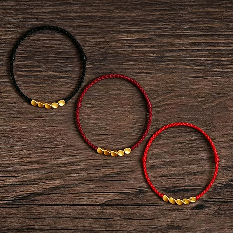 Nimara Ritual Hand-Woven Red String Twisted Beads Protection Braided Adjustable Bracelet