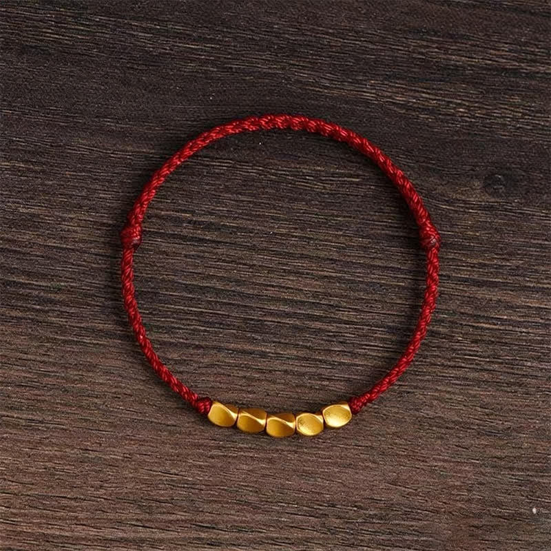 Nimara Ritual Hand-Woven Red String Twisted Beads Protection Braided Adjustable Bracelet