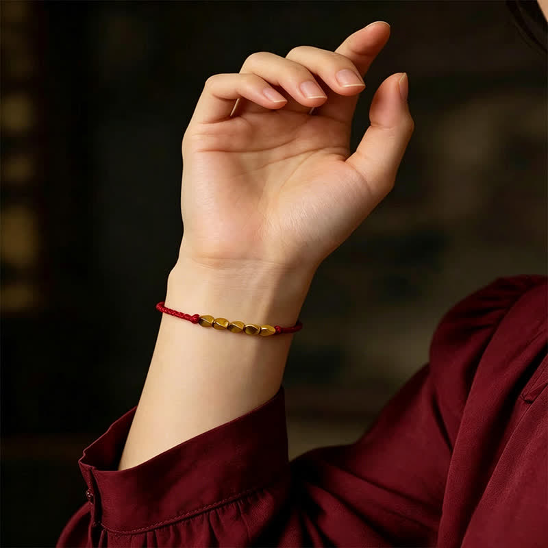 Nimara Ritual Hand-Woven Red String Twisted Beads Protection Braided Adjustable Bracelet