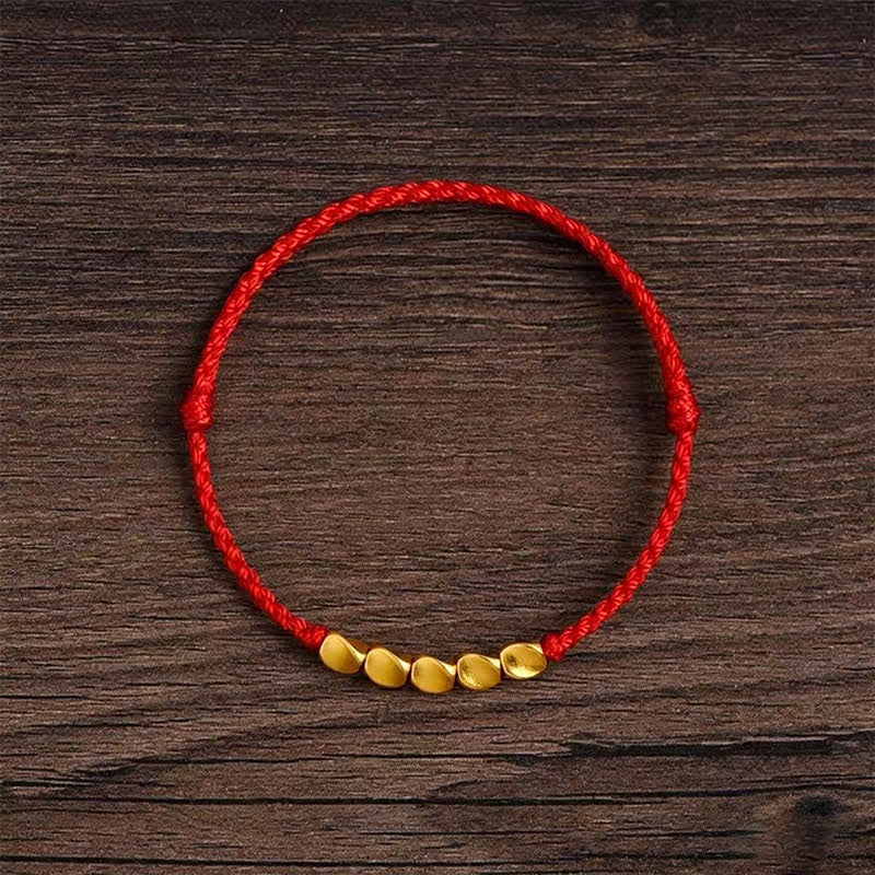 Nimara Ritual Hand-Woven Red String Twisted Beads Protection Braided Adjustable Bracelet