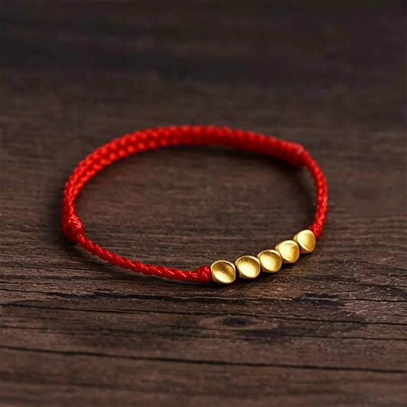 Nimara Ritual Hand-Woven Red String Twisted Beads Protection Braided Adjustable Bracelet