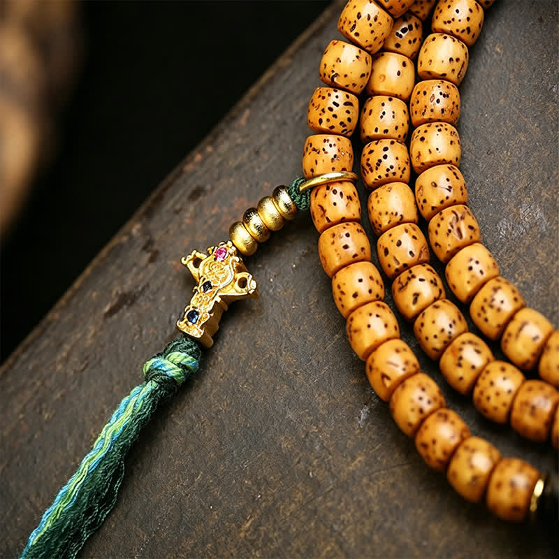 Nimara Ritual Star Moon Bodhi Seed Fox Gourd Wisdom Tibetan Handmade 108 Bead Mala