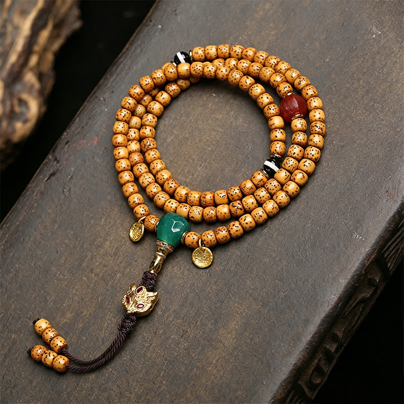 Nimara Ritual Star Moon Bodhi Seed Fox Gourd Wisdom Tibetan Handmade 108 Bead Mala