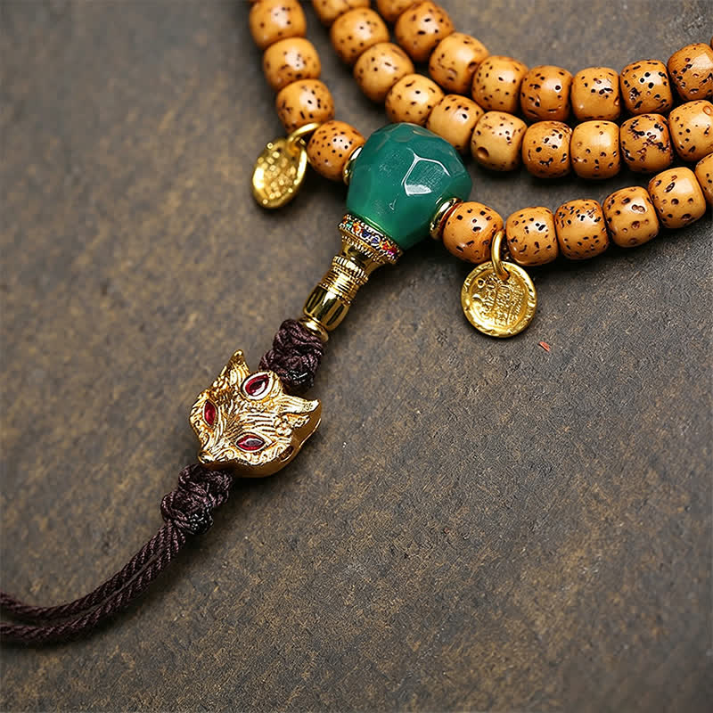 Nimara Ritual Star Moon Bodhi Seed Fox Gourd Wisdom Tibetan Handmade 108 Bead Mala