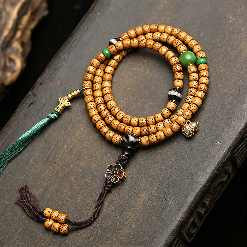 Nimara Ritual Star Moon Bodhi Seed Fox Gourd Wisdom Tibetan Handmade 108 Bead Mala