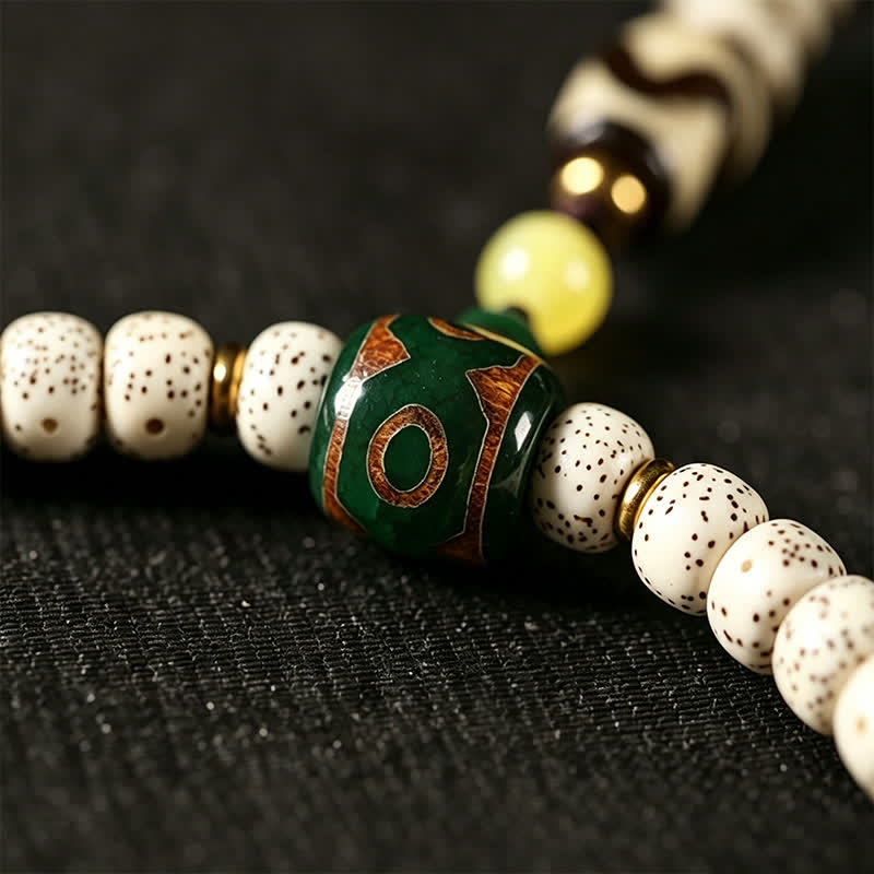 Nimara Ritual Star Moon Bodhi Seed Dzi Bead Wisdom Hand-Woven Tibetan 108 Bead Mala