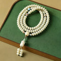 Nimara Ritual White Bodhi Seed Bodhisattva Tara Hope Hand-Woven Ethnic 108 Bead Mala