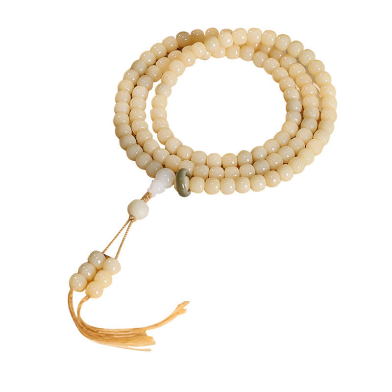 Nimara Ritual Bodhi Root Lotus Pendant Purity 108 Bead Hand Polished Round Mala