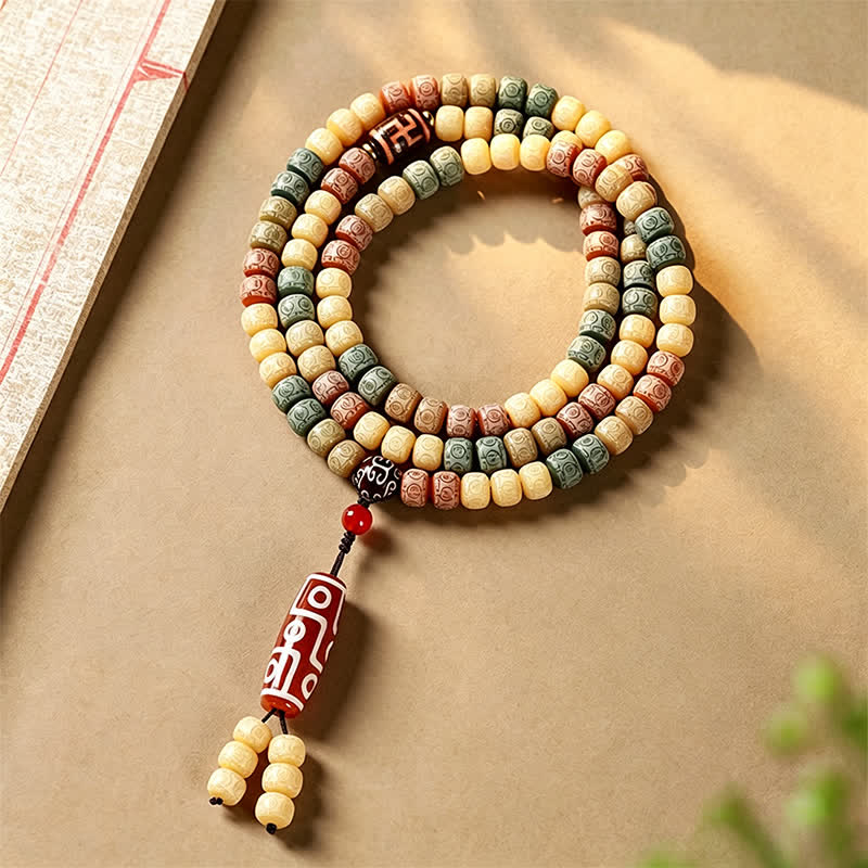 Nimara Ritual Bodhi Seed Hand-Woven Peace Vintage 108 Bead Mala