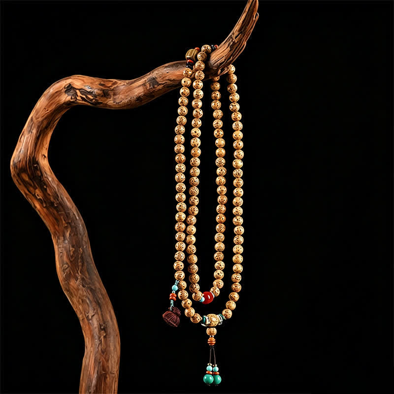 Nimara Ritual Star Moon Bodhi Seed Lotus Pod Handcrafted Wisdom Round 108 Bead Mala