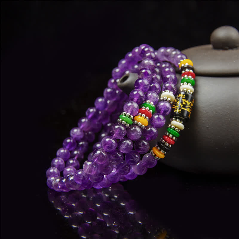 Nimara Ritual Amethyst Om Mani Padme Hum Purity Prayer 108 Bead Mala