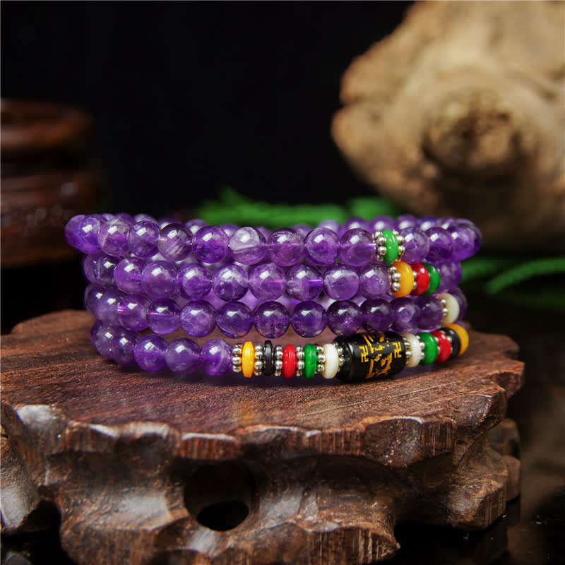 Nimara Ritual Amethyst Om Mani Padme Hum Purity Prayer 108 Bead Mala