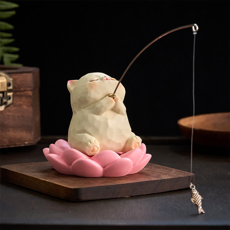 Enlightenment and New Beginnings Resin Lotus Cute Animal Fishing Desk Decor