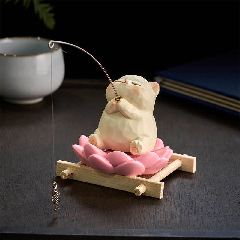 Enlightenment and New Beginnings Resin Lotus Cute Animal Fishing Desk Decor
