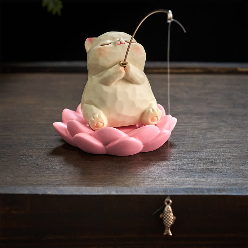 Enlightenment and New Beginnings Resin Lotus Cute Animal Fishing Desk Decor