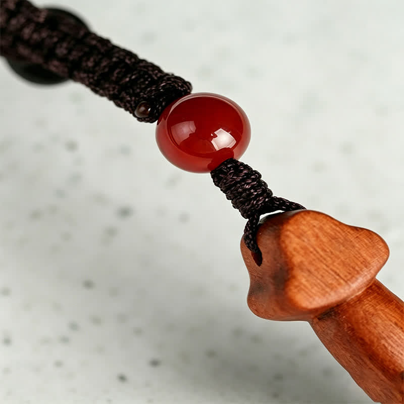 Nimara Ritual Jujube Wood Yin Yang Balance Engraved Sword Keychains