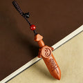 Nimara Ritual Jujube Wood Yin Yang Balance Engraved Sword Keychains
