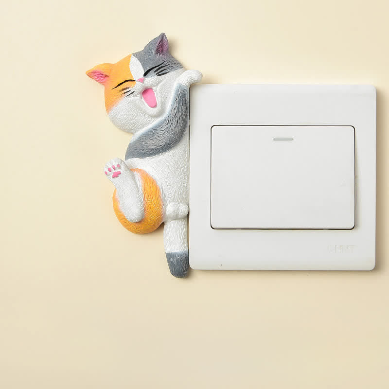 Nimara Ritual Painted Resin Cat Switch Cover Cute Animal Decor