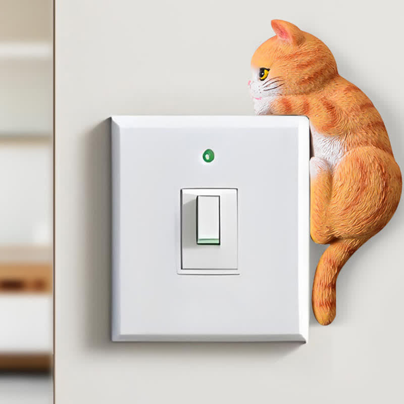 Nimara Ritual Painted Resin Cat Switch Cover Cute Animal Decor