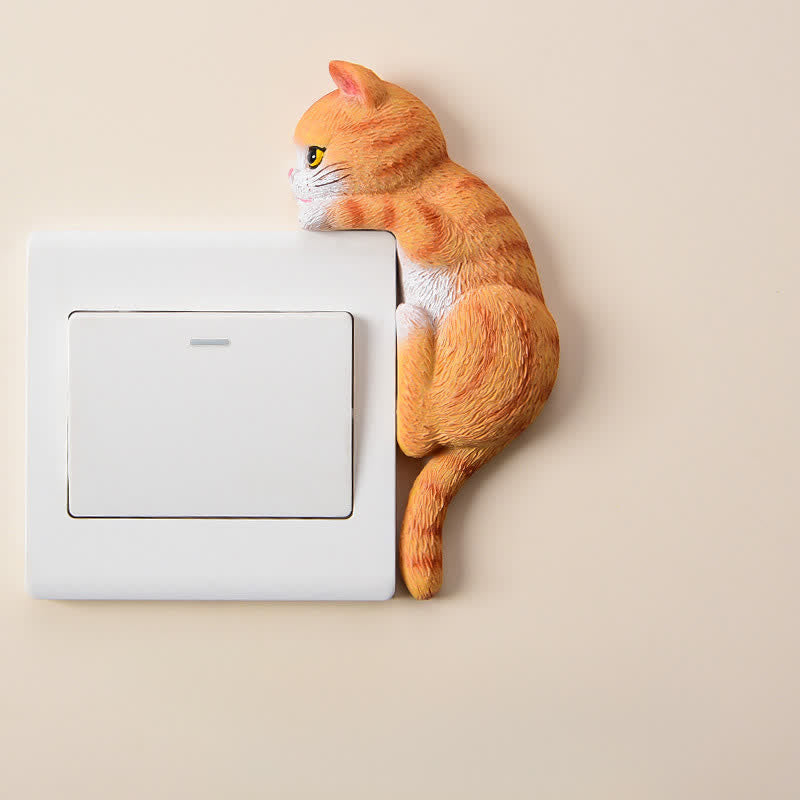 Nimara Ritual Painted Resin Cat Switch Cover Cute Animal Decor