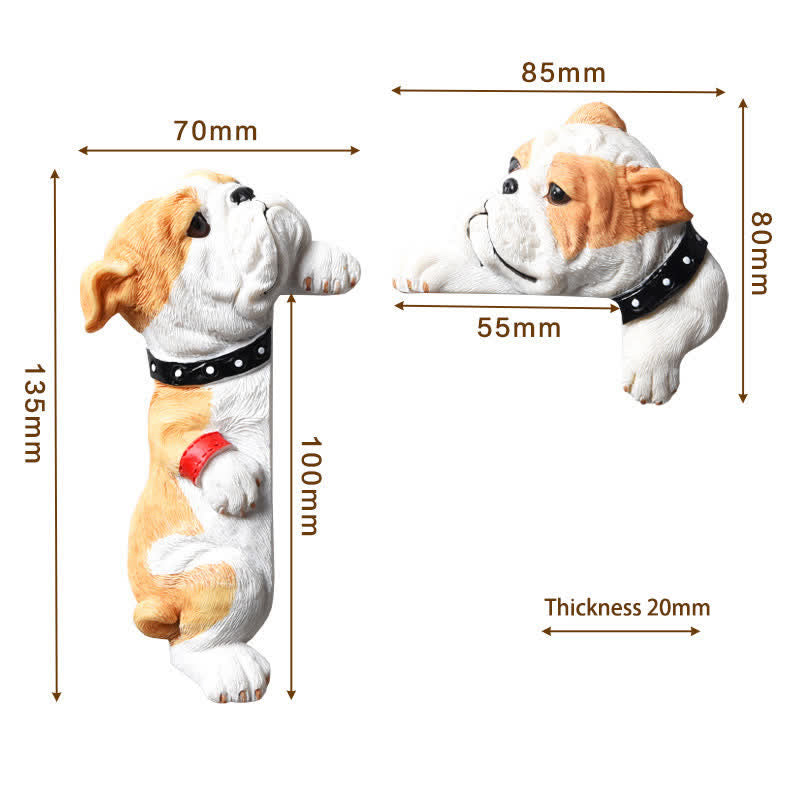 Nimara Ritual Hand-Painted Resin Dog 3D Cute Decorative Switch Wall Sticker