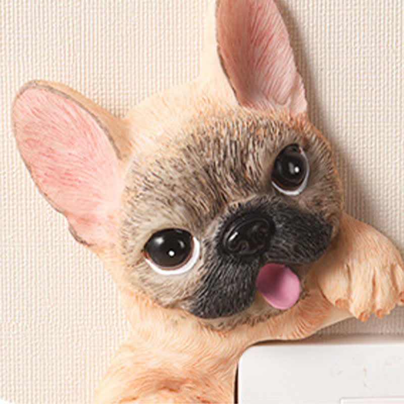 Nimara Ritual Hand-Painted Resin Dog 3D Cute Decorative Switch Wall Sticker