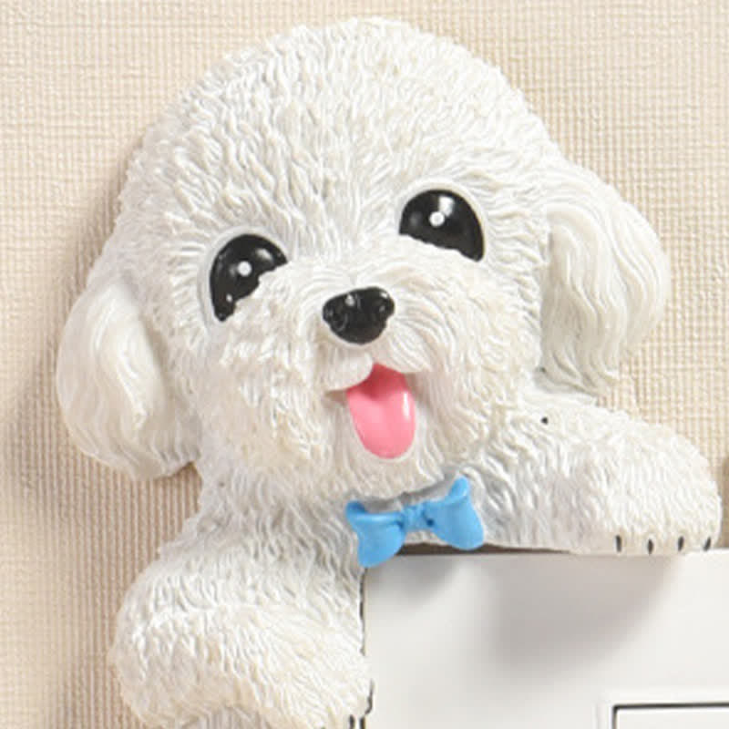 Nimara Ritual Hand-Painted Resin Dog 3D Cute Decorative Switch Wall Sticker