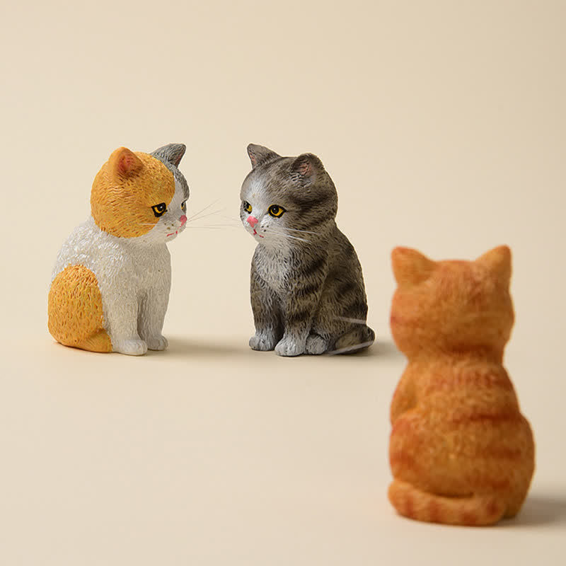 Nimara Ritual Painted Resin Gloomy Kitten Family Mini Cat Cute Animal Decor