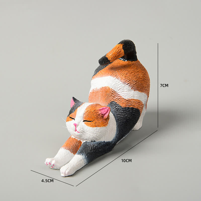 Nimara Ritual Hand-Painted Resin Lazy Kitten Animal Decoration