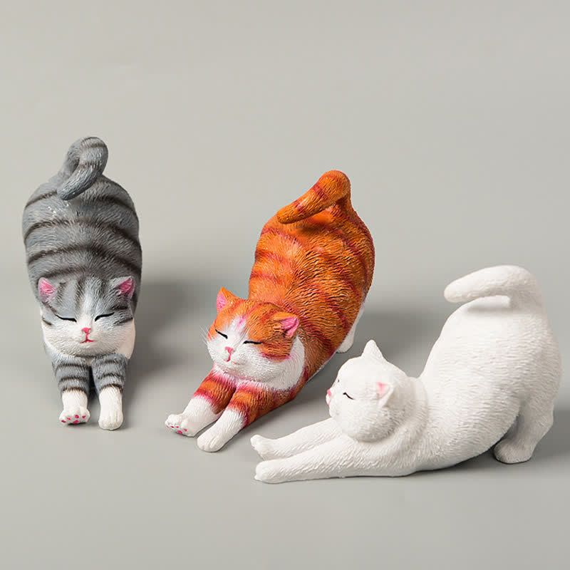 Nimara Ritual Hand-Painted Resin Lazy Kitten Animal Decoration