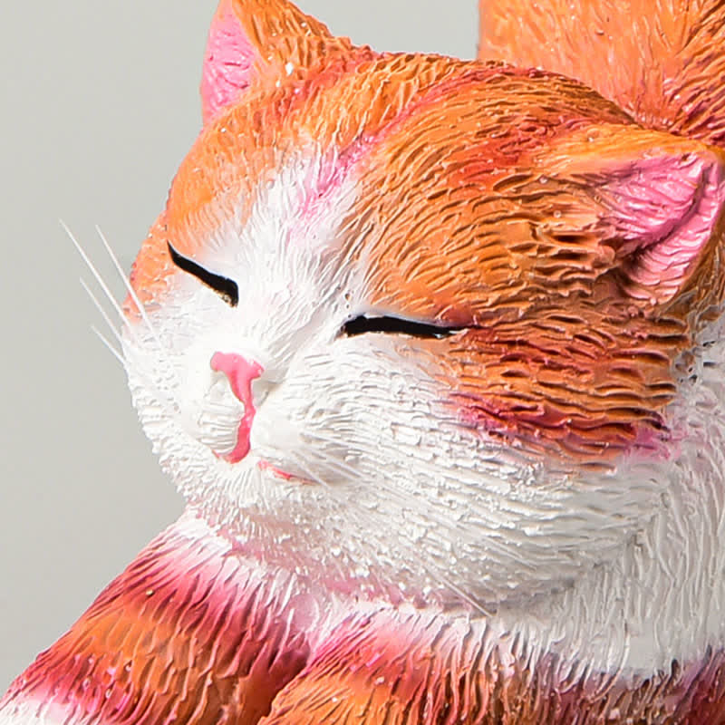 Nimara Ritual Hand-Painted Resin Lazy Kitten Animal Decoration