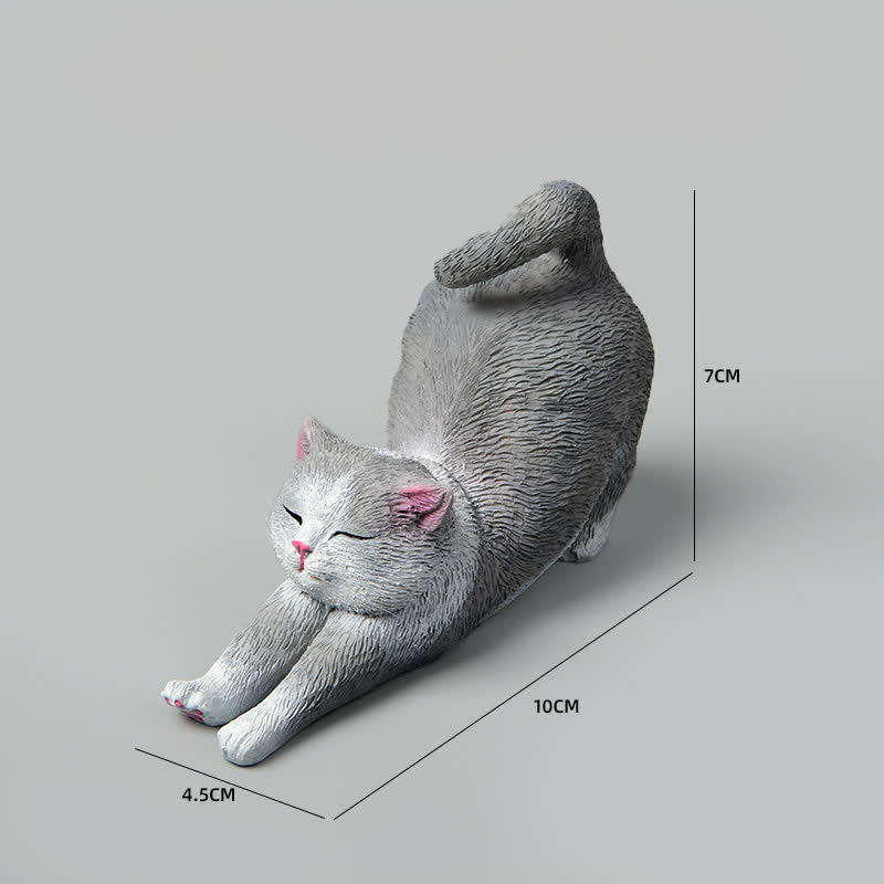 Nimara Ritual Hand-Painted Resin Lazy Kitten Animal Decoration